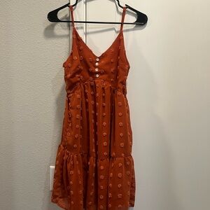 Elegant Orange Floral Mini Dress